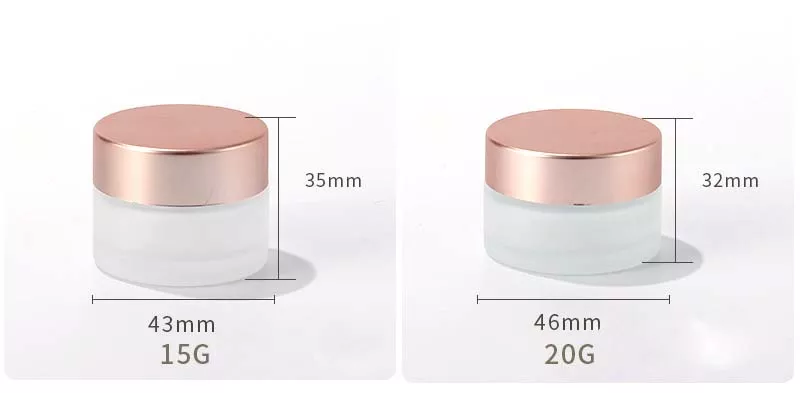Empty frosted glass jar with rose gold cap Skin Care bottles for cosmetics 5g~ 100g