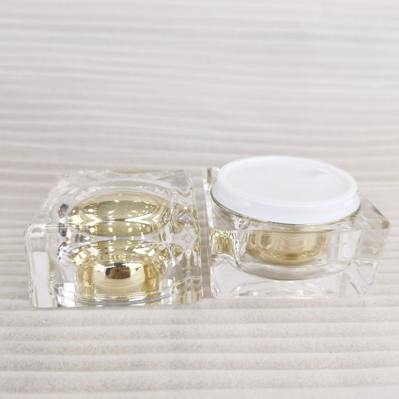 silver inside body clear luxury plastic jar set acrylic set square crystal Packaging Box cream lotion cosmetic jars and bottle