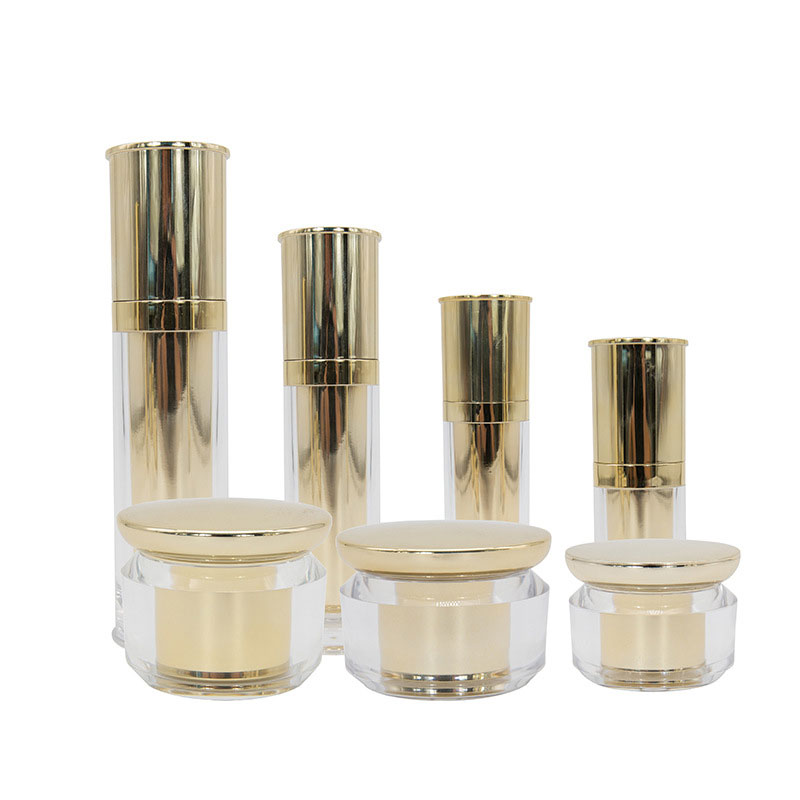 wholesale spraying gold silver acrylic cosmetic containers 30ml 50ml 80ml 100ml jars bottles for lotion