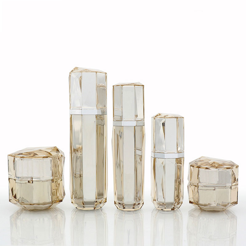 empty shiny silver beautiful cosmetic plastic lotion pump bottle cream jars
