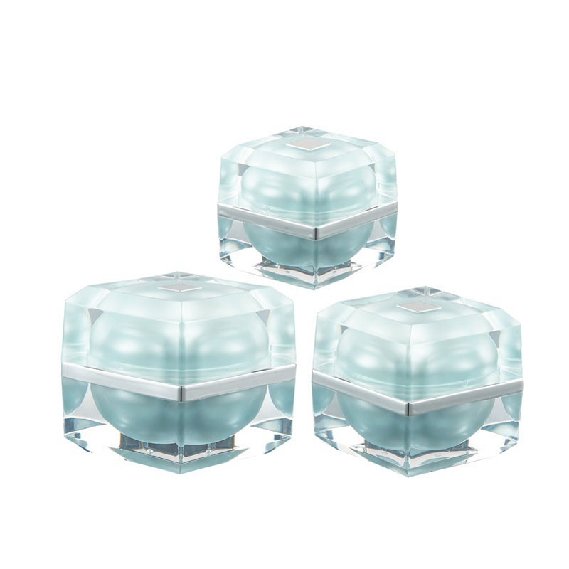 Cosmetic acrylic packaging new arrive rectangle cosmetic jar bottle updated luxury square cosmetic plastic bottle and jar