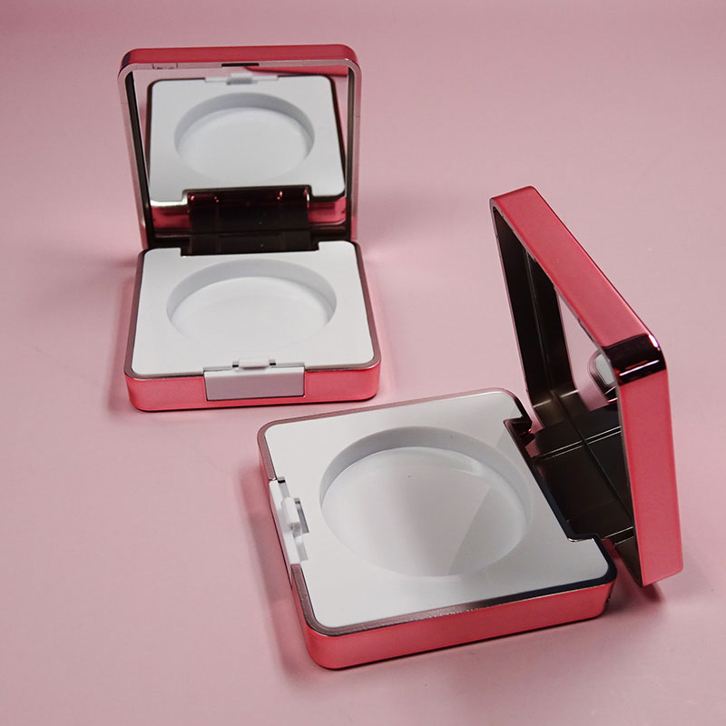 Square case round inner pan rose pink gold single eyeshadow pan packaging blush case