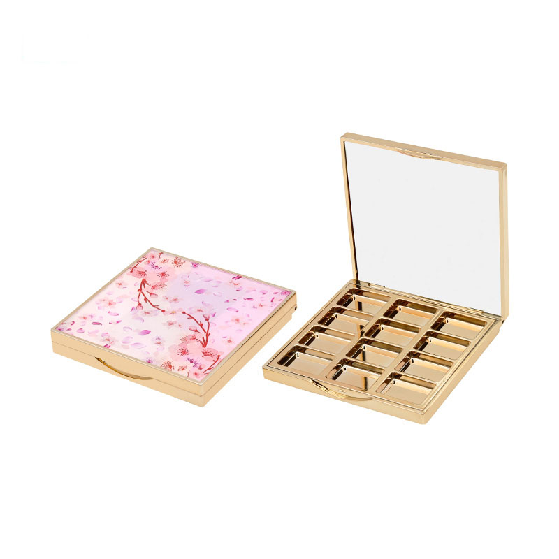 New trading rose gold square eye shadow palette with mirror 12 color empty luxury eye shadow case