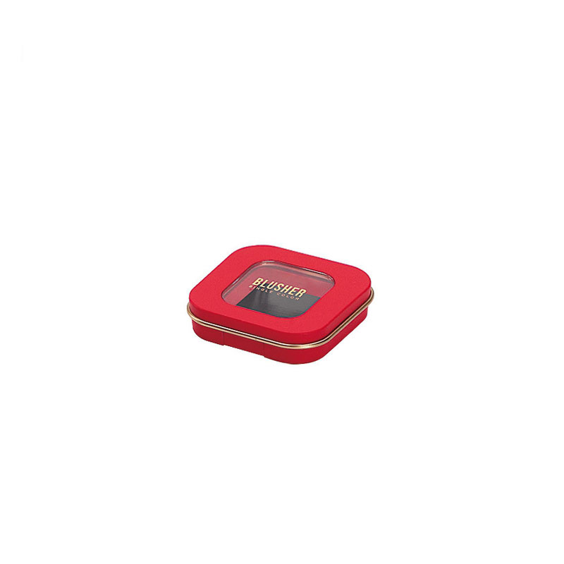 2022 elegant red customized single color square shape with window eyeshadow case