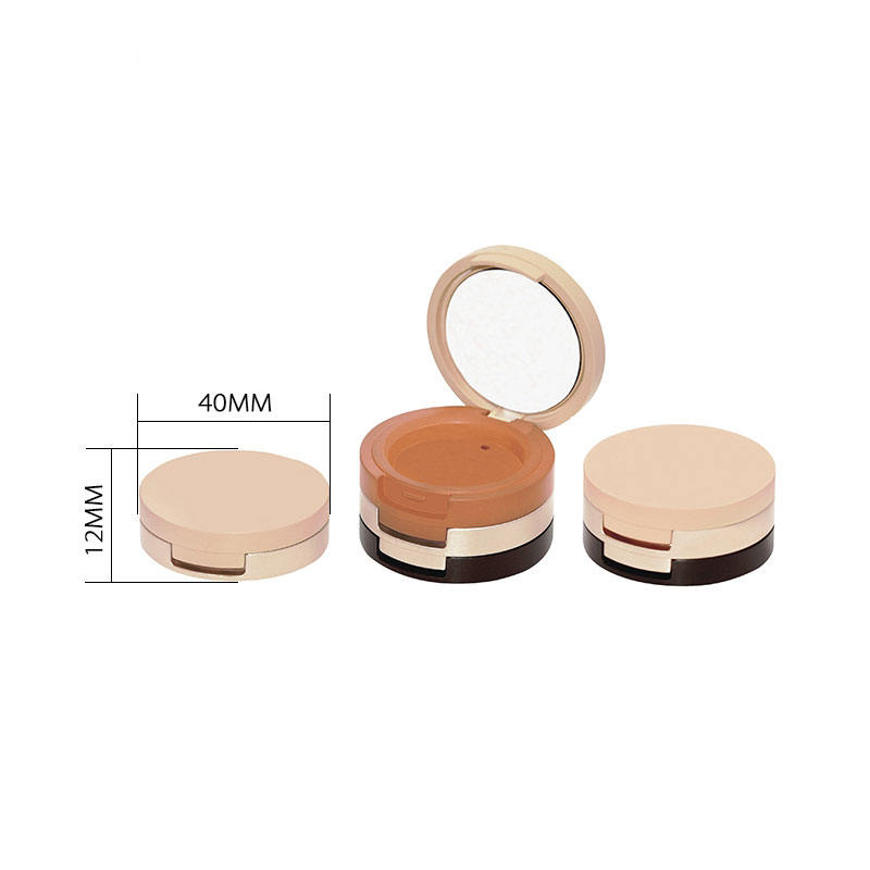 2022 New design removable pretty colorful cosmetic packaging with mirror 3 layer round eye shadow case