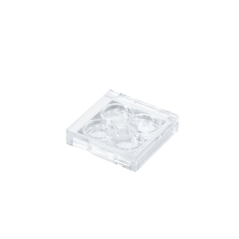 4 pan eyeshadow palette case plastic square empty transparent silver eyeshadow case