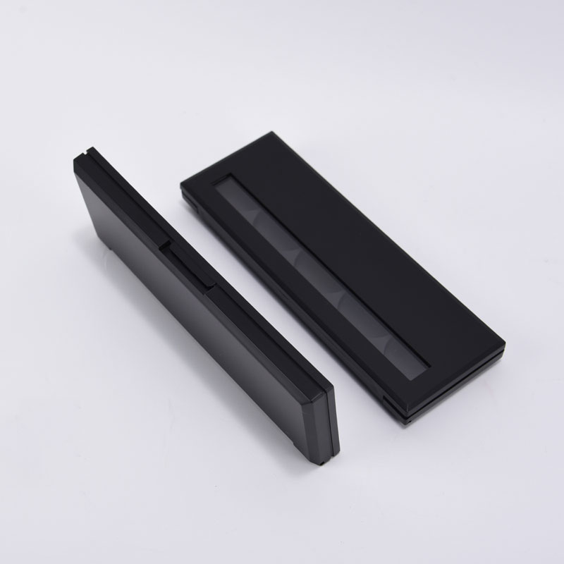 high quality custom 5 pan empty eyeshadow palette plastic rectangle black eyeshadow palette case with window