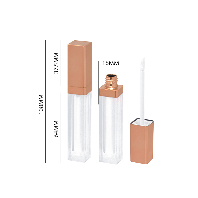 Hot sale elegant cosmetic packaging for private label custom rose gold square lip gloss tube