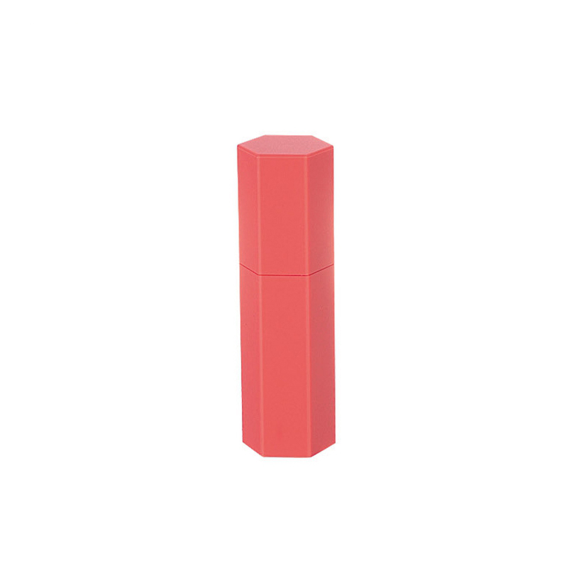 Hot sale geometric empty cute lip balm container 3.8g matte red and rose gold shiny lipstick tube packaging