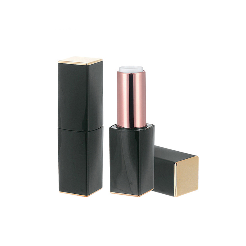 2022 trending glitter private label empty square 12.1mm matte black gold aluminum magnetic lipstick tubes