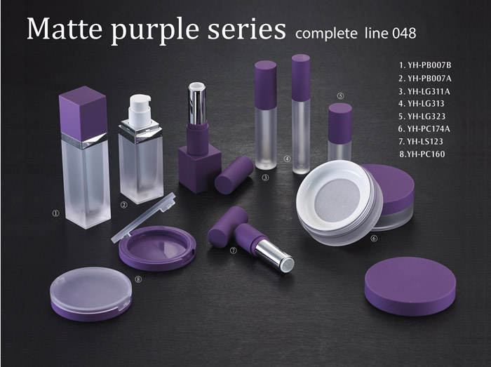 Matte purple vintage makeup cosmetic collection packaging