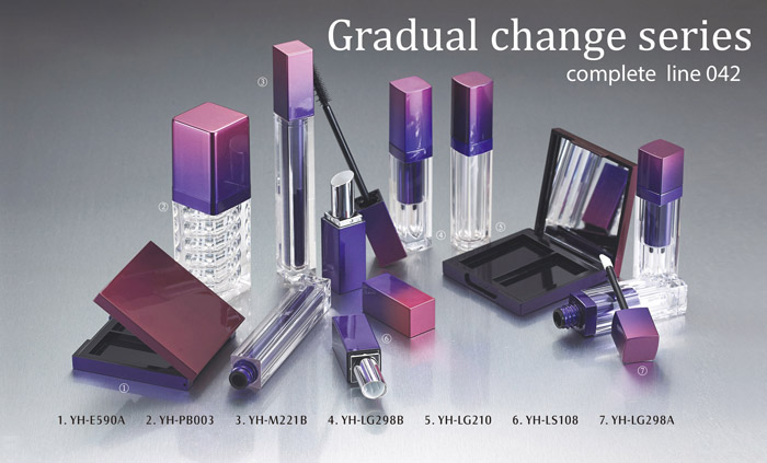 Gradual change makeup packaging containers