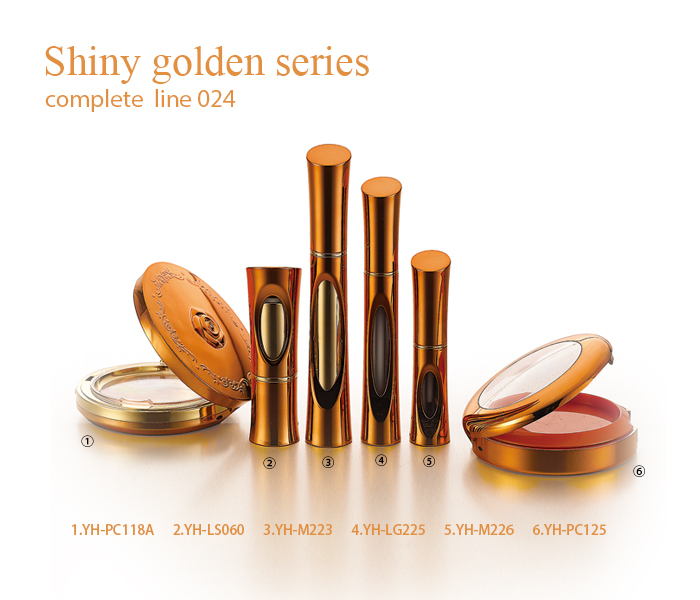 Shiny golden makeup packaging
