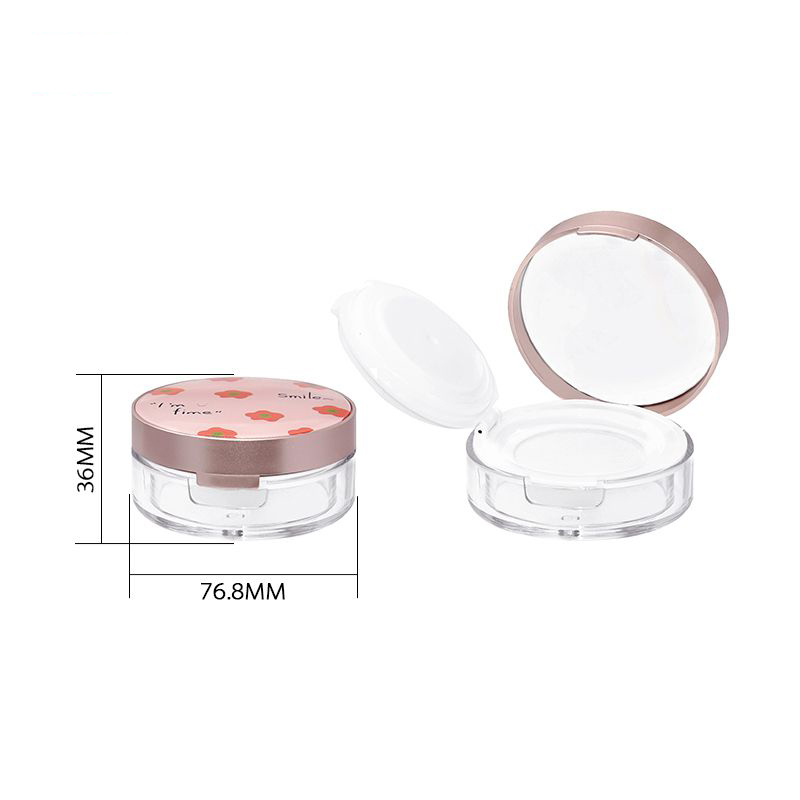 2022 new design empty cosmetic recycling press bottles with elasticated Net Sifter loose powder container