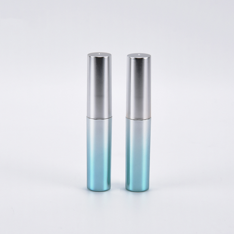 2022 custom logo empty lip gloss containers gradual change round shape empty mini short ombre blue lip gloss wand tubes