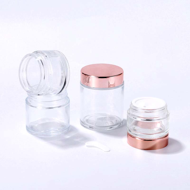 Empty Rose gold glass jar transparent cosmetics bottle 5g/10g/15g/20g/ 25g/ 30g/ 50g/ 60g/ 100g