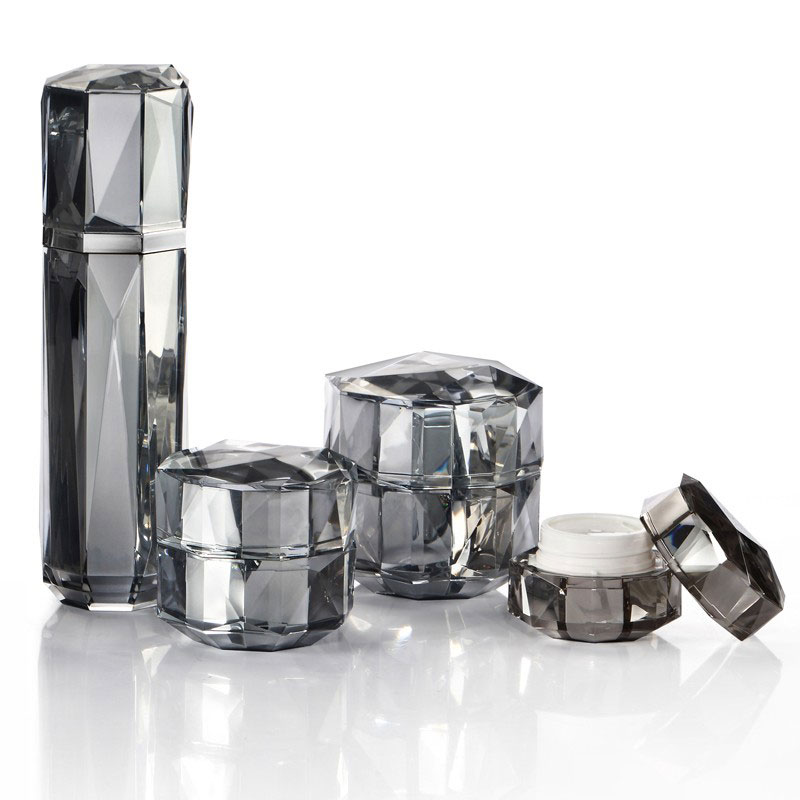 empty shiny silver beautiful cosmetic plastic lotion pump bottle cream jars