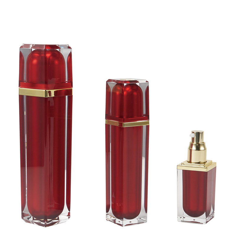 luxury acrylic square shape lotion pump bottle airless bottle flip-top cream jar