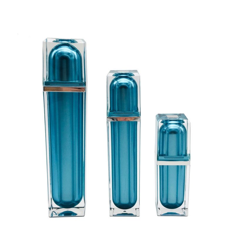 luxury acrylic square shape lotion pump bottle airless bottle flip-top cream jar