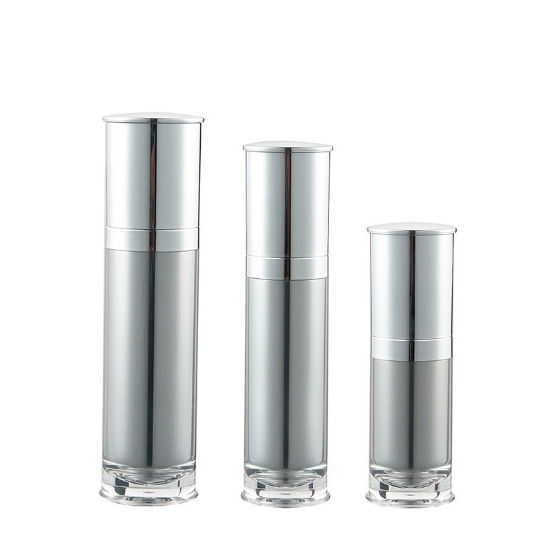 100ml Silver Cylinder Plastic Acrylic Lotion Bottles with Pump Face Cream Jars