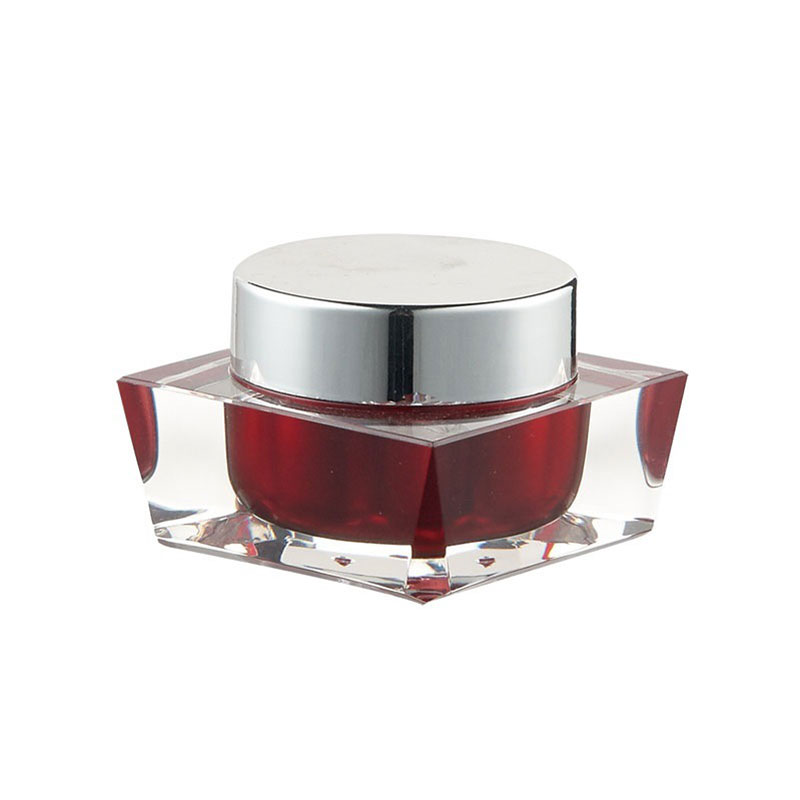 Manufacturer 50g red square body round lid acrylic plastic cosmetic jars