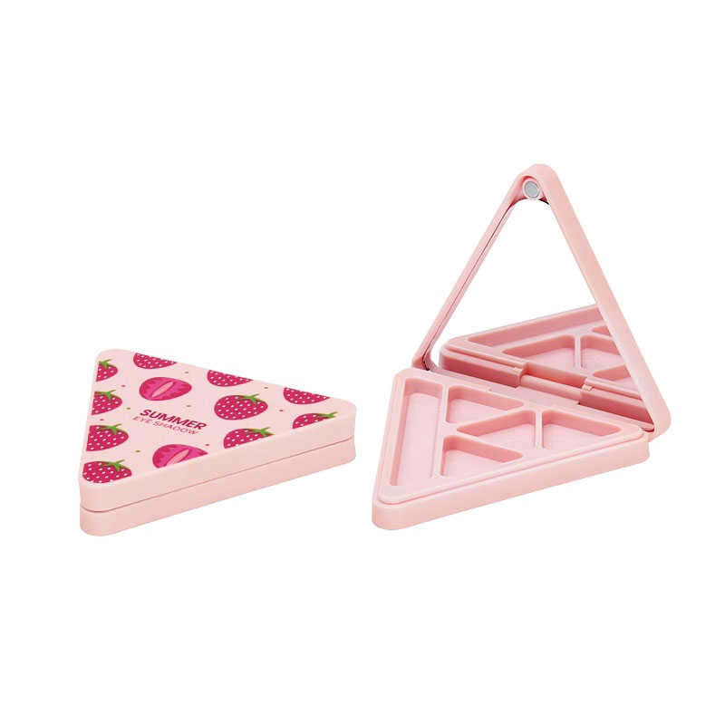 Popular pink make-up eye shadow plate with mirror and brush 4 color 3D printing eye shadow case