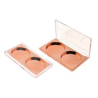 wholesale gold metalized plastic 2 pan 45mm transparent lid clear luxury blush case makeup empty eyeshadow palettes