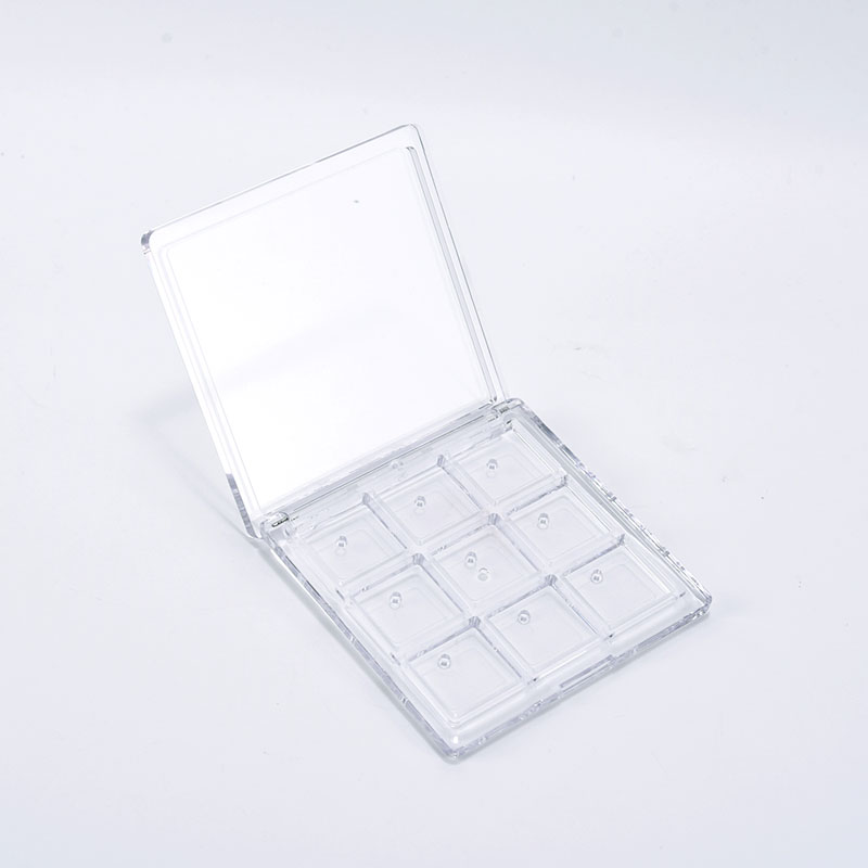 wholesale custom 9 pan clear eyeshadow cases transparent plastic empty eyeshadow palette packaging