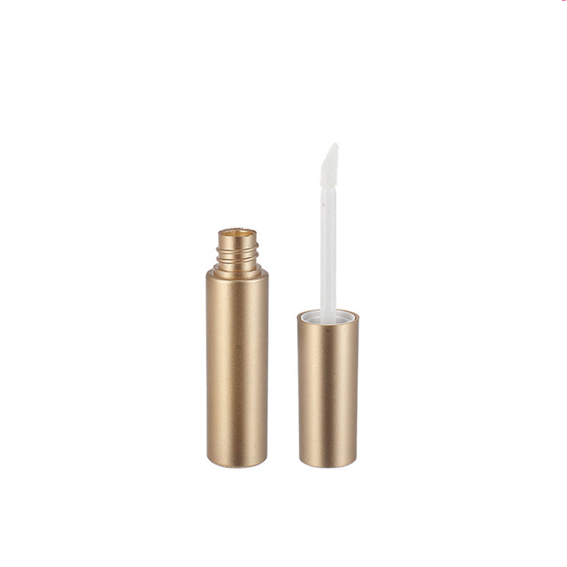 luxury fancy make up packaging empty plastic 5 ml tube cylinder lipgloss wand tube nude glitter gold round lip gloss tube