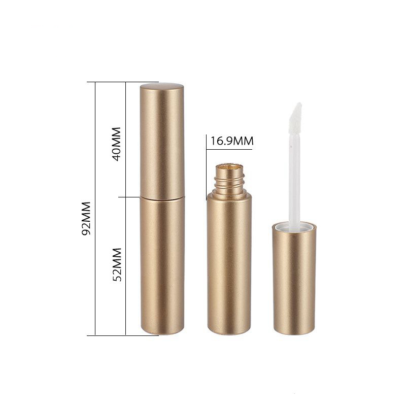 luxury fancy make up packaging empty plastic 5 ml tube cylinder lipgloss wand tube nude glitter gold round lip gloss tube