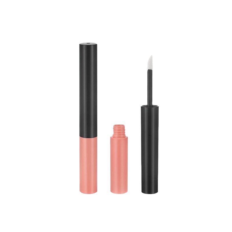 2022 new design two color stitching cosmetic packaging 4.5ml black pink round lipgloss tube empty lip gloss tube