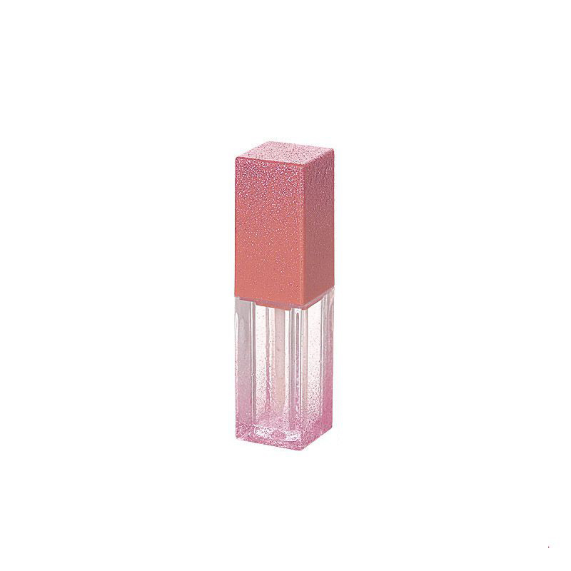 2022 new design rectangular pretty cosmetic packaging unique glitter pink 4ml 5ml square lip gloss tube