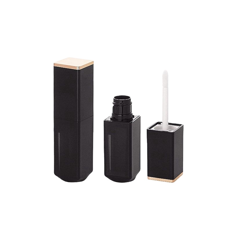 Factory wholesale cheap cosmetic packaging 3.5ml cubby black cube lipgloss tube customized black square lip gloss tube