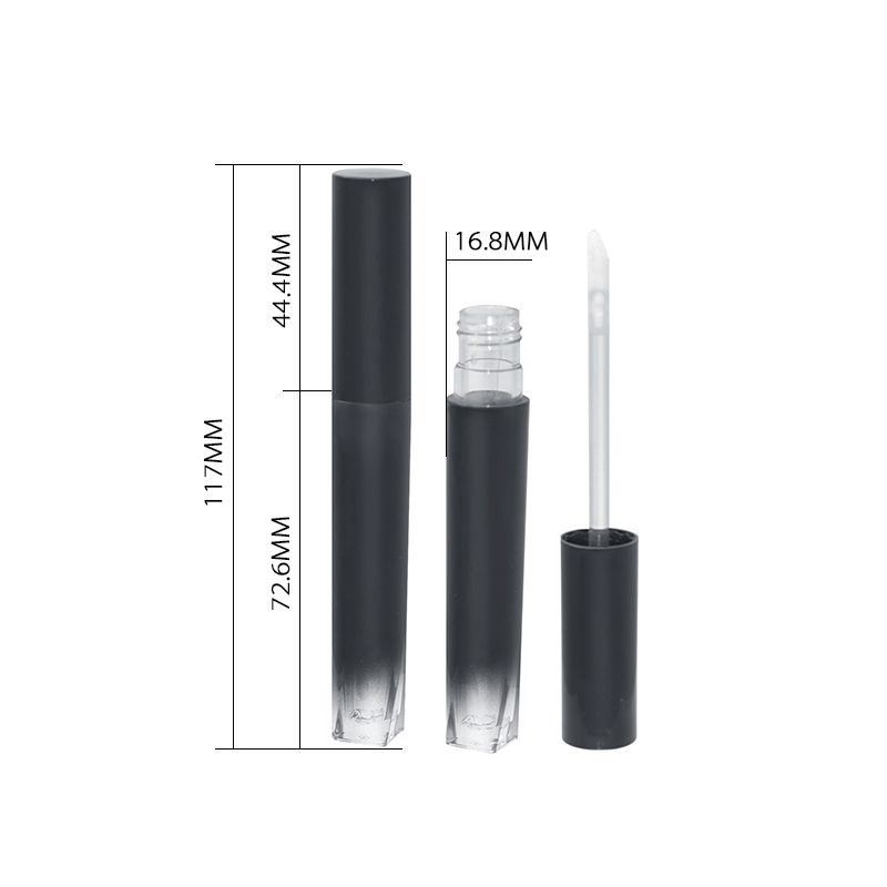 new design glossy cosmetic gradually black gradient lipgloss case color packaging customized 6ml matte black oem lipgloss tubes