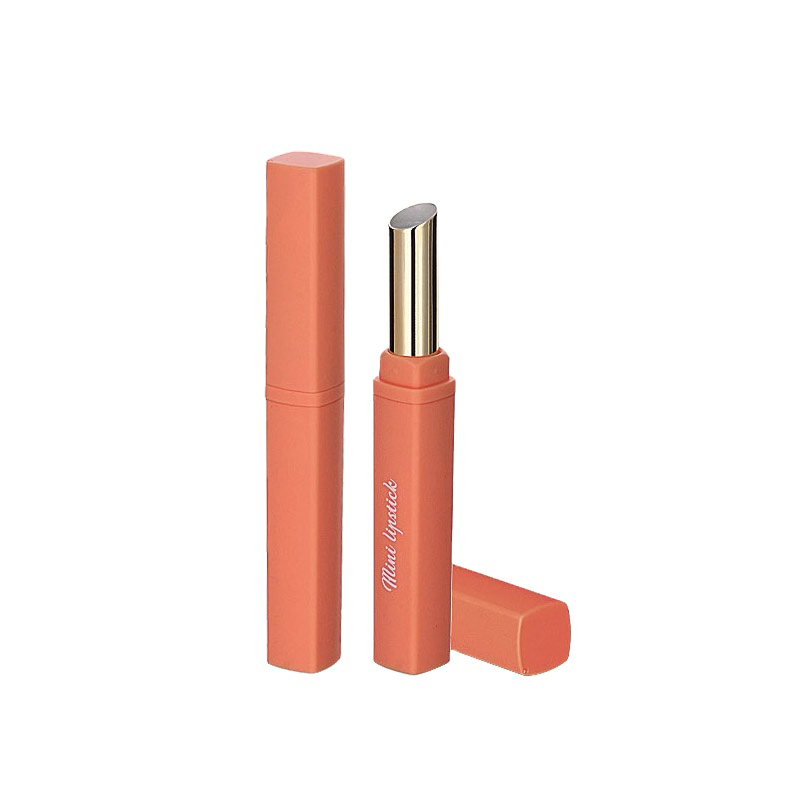 wholesale high grade empty make up container bling orange pretty square rubber lacquered lipstick tube packaging