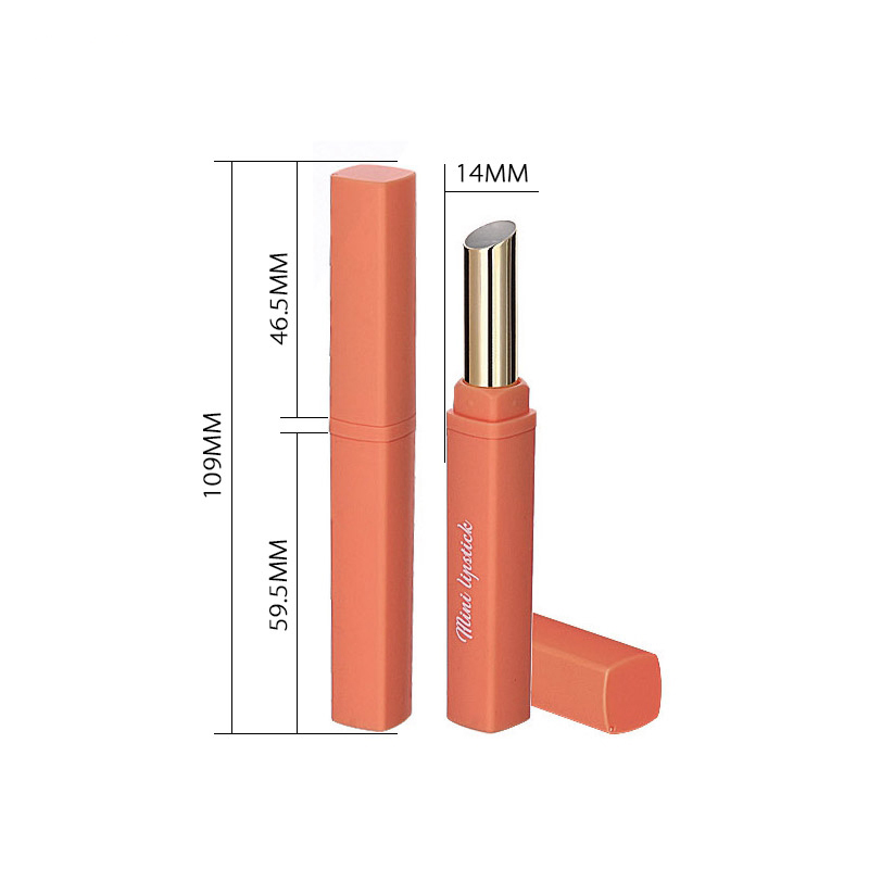 wholesale high grade empty make up container bling orange pretty square rubber lacquered lipstick tube packaging