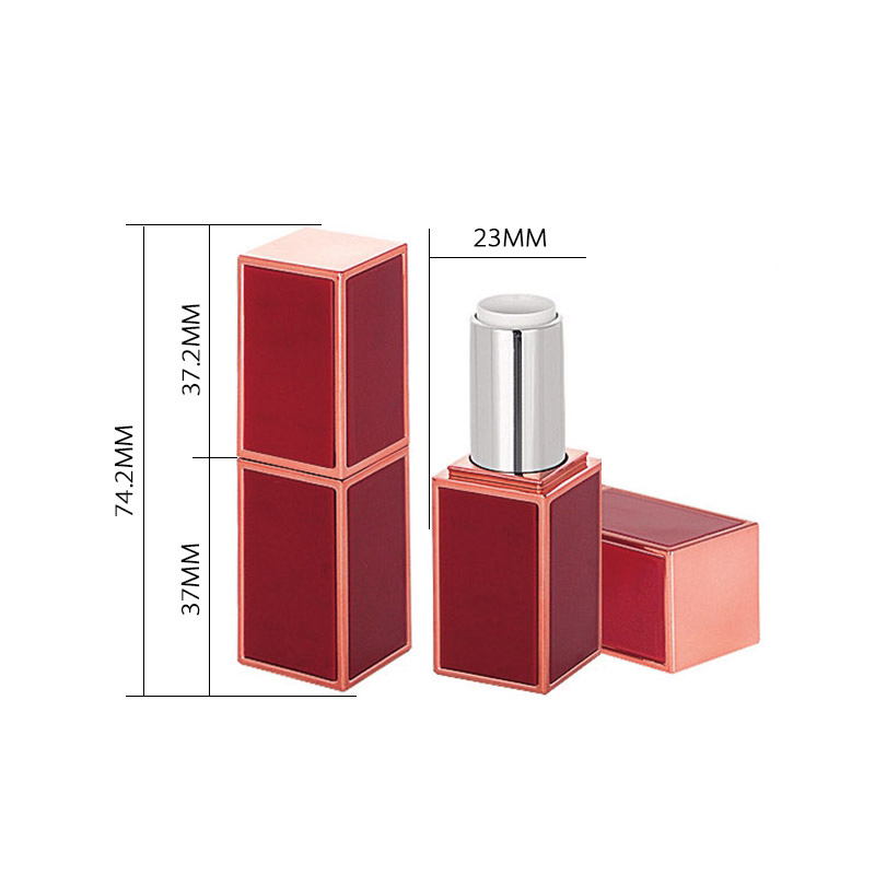 New arrival elegant pretty lip balm tube matte red with rose gold border lipstick tube packaging