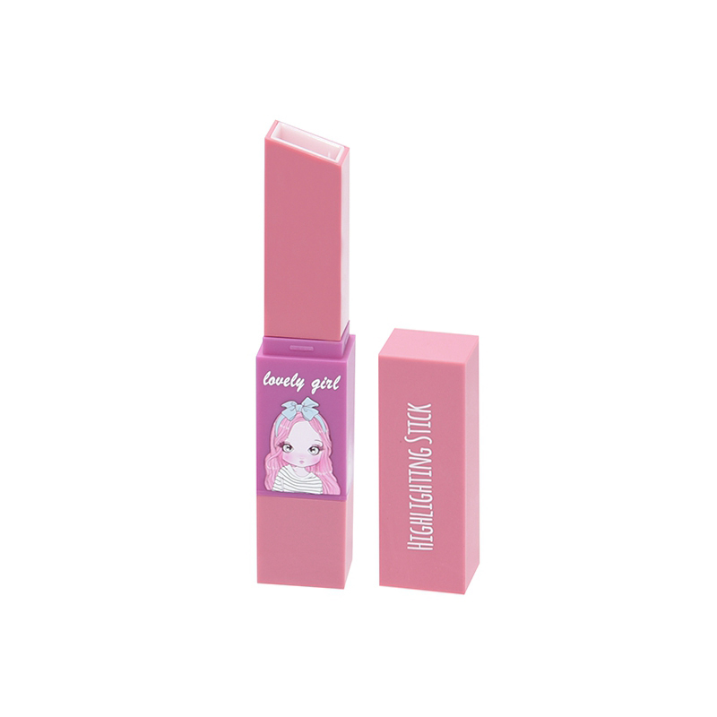 Wholesale lip balm for child matte pink with cute cartoon double side shimmer stick