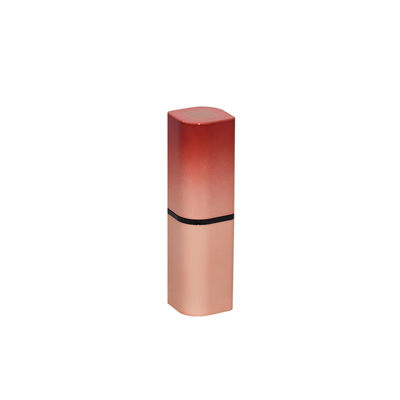 Flow backward empty lip stick tube custom gradual change elegant matte pink lipstick packaging