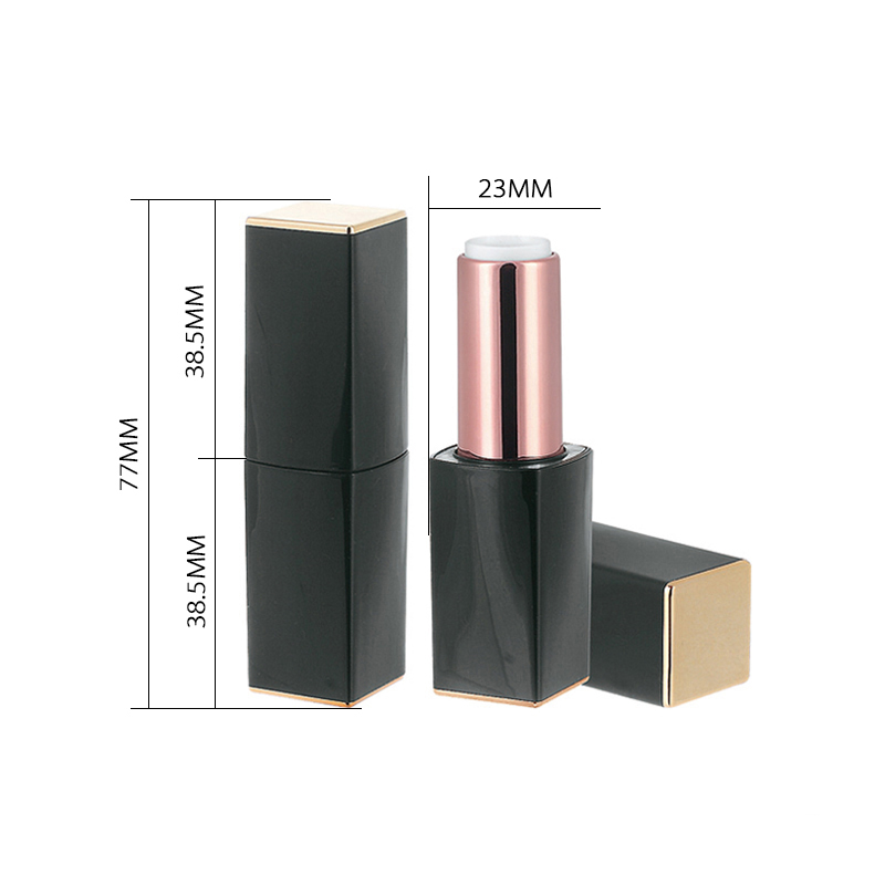 2022 trending glitter private label empty square 12.1mm matte black gold aluminum magnetic lipstick tubes