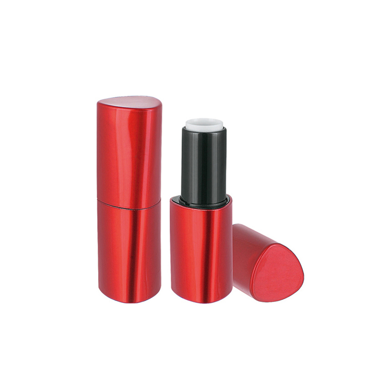 high end customized plastic 12.1mm triangular shape magnetic snap sparkle red empty luxury lipstick tube