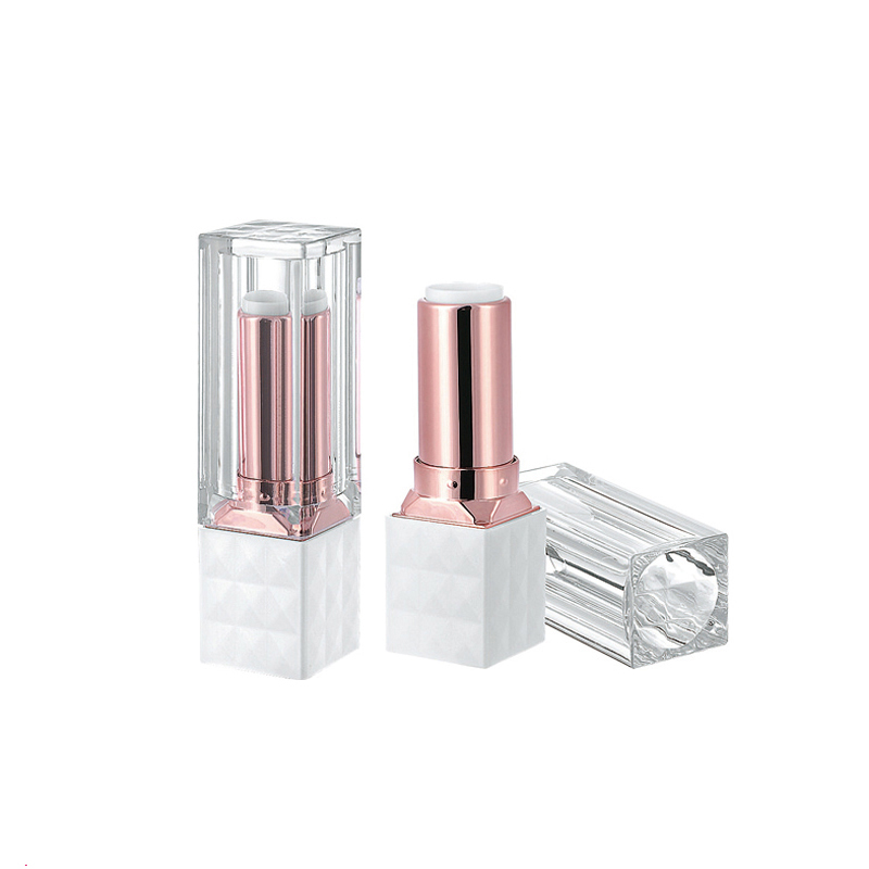 luxury clear plastic white bottom lipstick case rose gold empty square lipstick container tubes