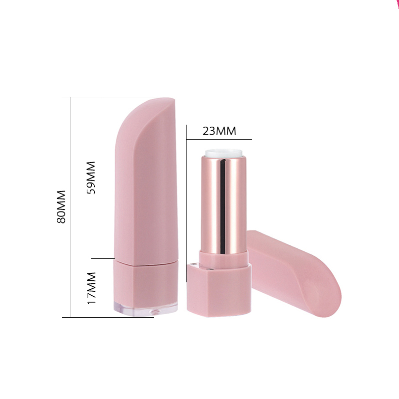 unique design elegant lip stick tube magnet clear base matte light pink lipstick container