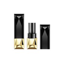 high end custom label plastic rhombus shape gold buttom black square empty luxury lipstick container tube