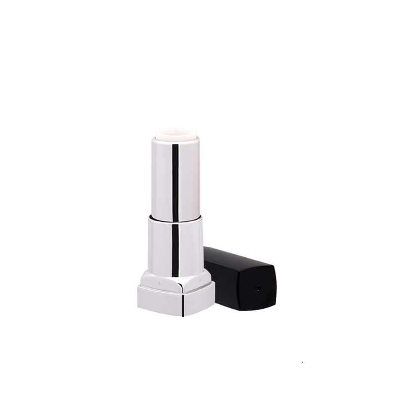 2022 new customize clear silver inner plastic pop up matte black empty square lipstick tubes