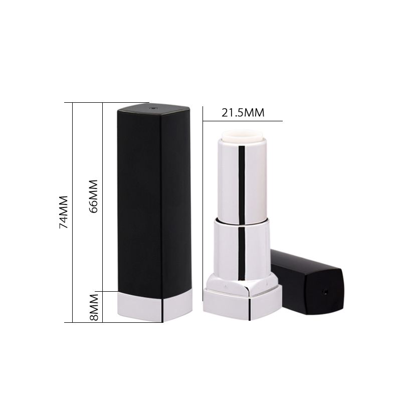 2022 new customize clear silver inner plastic pop up matte black empty square lipstick tubes
