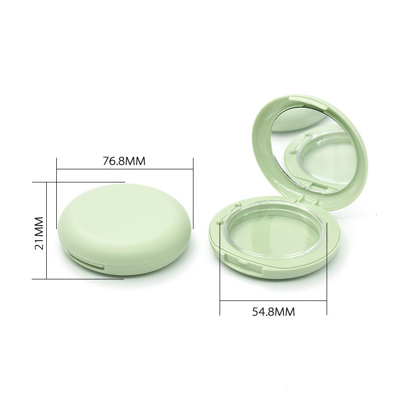2022 new design 54mm small round clear layer foundation compact powder case empty makeup blush packaging container