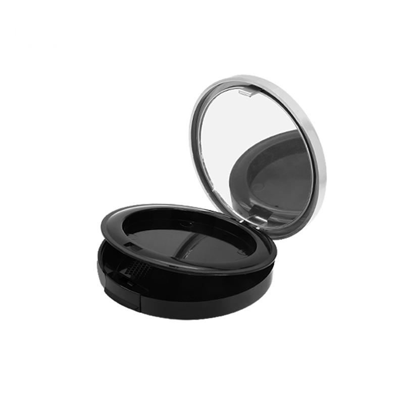 2022 hot sale source factory New design elegant sliver and black customizable press compact powder case