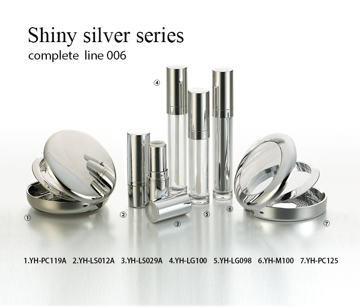 Shiny silver makeup packaging containers