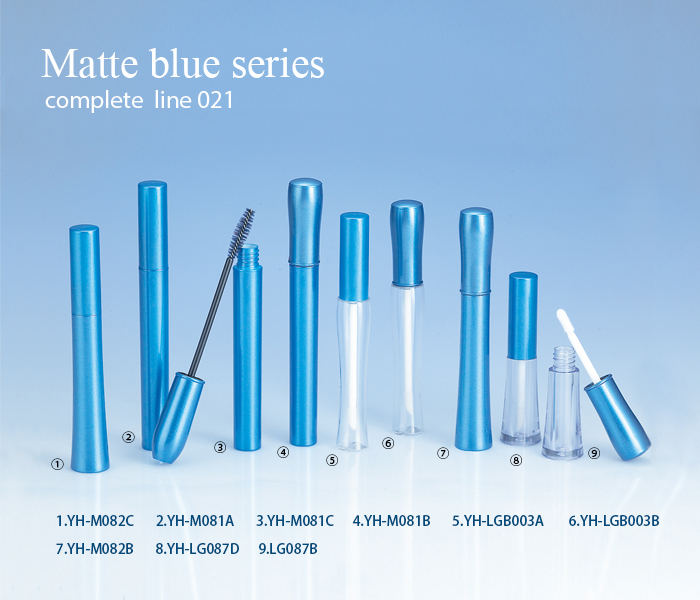 Matte blue makeup packaging containers